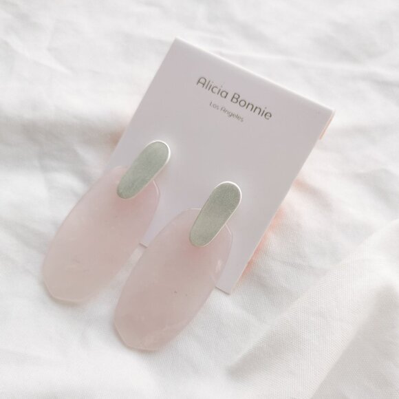 Alicia Bonnie Cathy Rose Quartz Silver Earrings - Picture 1 of 3